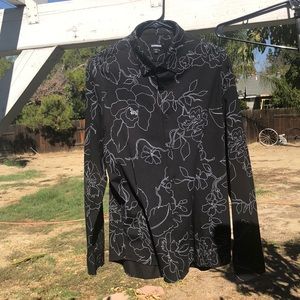 Mens Express Floral Dress Shirt Excellent Condition
